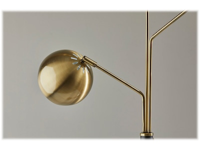 Adesso Emerson 68" Matte Black/Antique Brass Floor Lamp with 3 Globe Shades (5139-21)