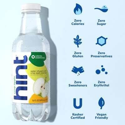 Hint Crisp Apple Flavored Water, 16 oz., 12/Carton (00104)