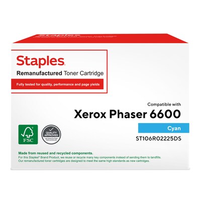 Staples Remanufactured Cyan High Yield Toner Cartridge Replacement for Xerox (TR106R02225DS/ST106R02225DS)