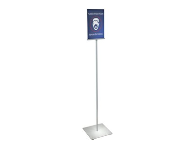 Azar Sign Holder, 8.5" x 14", Vertical, Freestanding, Clear/Silver Acrylic (300866)