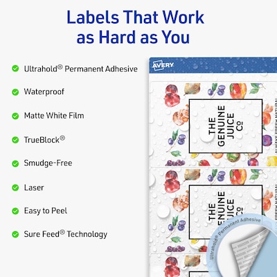 Avery Rectangle Laser Multipurpose Labels, 3-1/4 x 8-3/8, White, 30/Pack (19479399344)