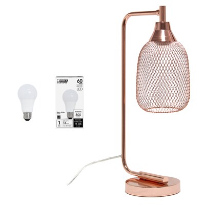Elegant Designs LED Desk Lamp, 19", Rose Gold Metal (LD1060-RGD-LB)
