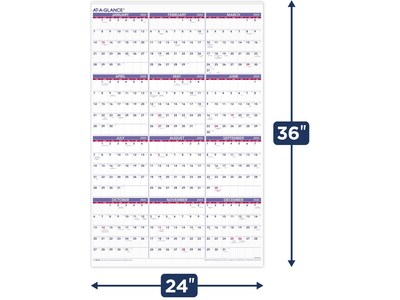 2024 AT-A-GLANCE 24" x 36" Yearly Wall Calendar (PM12-28-24) | Quill.com