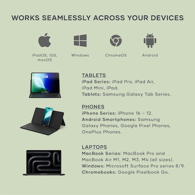 Satechi OntheGo Bluetooth 16" Folio Keyboard with Stand, Black (ST-KOTGK-EN)