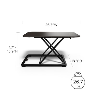 Union & Scale™ FlexFit™ 27"W  Manual Rectangular Adjustable Desk Converter, Black (UN45516-CC)