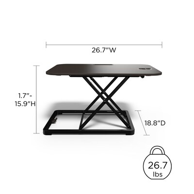 Union & Scale™ FlexFit™ 27"W  Manual Rectangular Adjustable Desk Converter, Black (UN45516-CC)