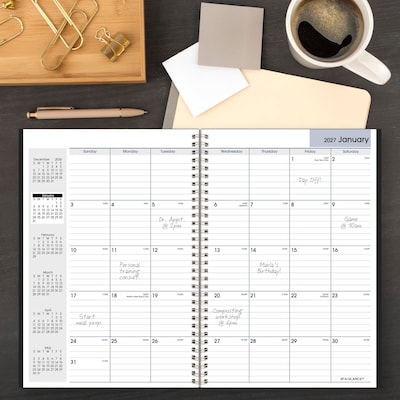 2027 AT-A-GLANCE DayMinder 8" x 12" Monthly Planner, Faux Leather Cover, Black (SK2-00-27)