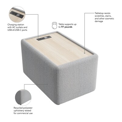 Bush Business Furniture Assemble Side Table with Charging Station, Fog Fabric (ASM120FGF-03)