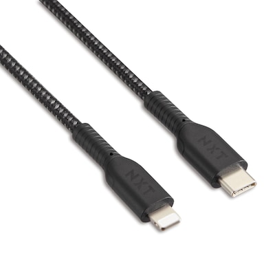 NXT Technologies™ 6 ft. Braided  Lightning Cable  to USB-C Cable, Black (NX60475)