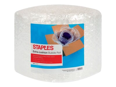 Staples Standard Bubble Cushioning Roll, 5/16” Bubble Height, 12” x 100’, Protective Packaging for Shipping & Storage
