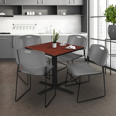 Regency 42-inch Square Laminate Table with 4 Chairs, Gray (TB4242CH44GY)