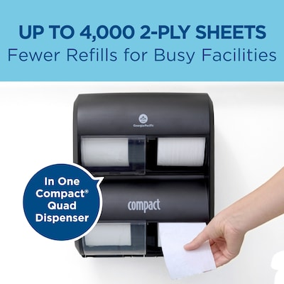 Compact Recycled Coreless Toilet Paper, 2-Ply, White, 1000 Sheets/Roll, 36 Rolls/Carton (19375)