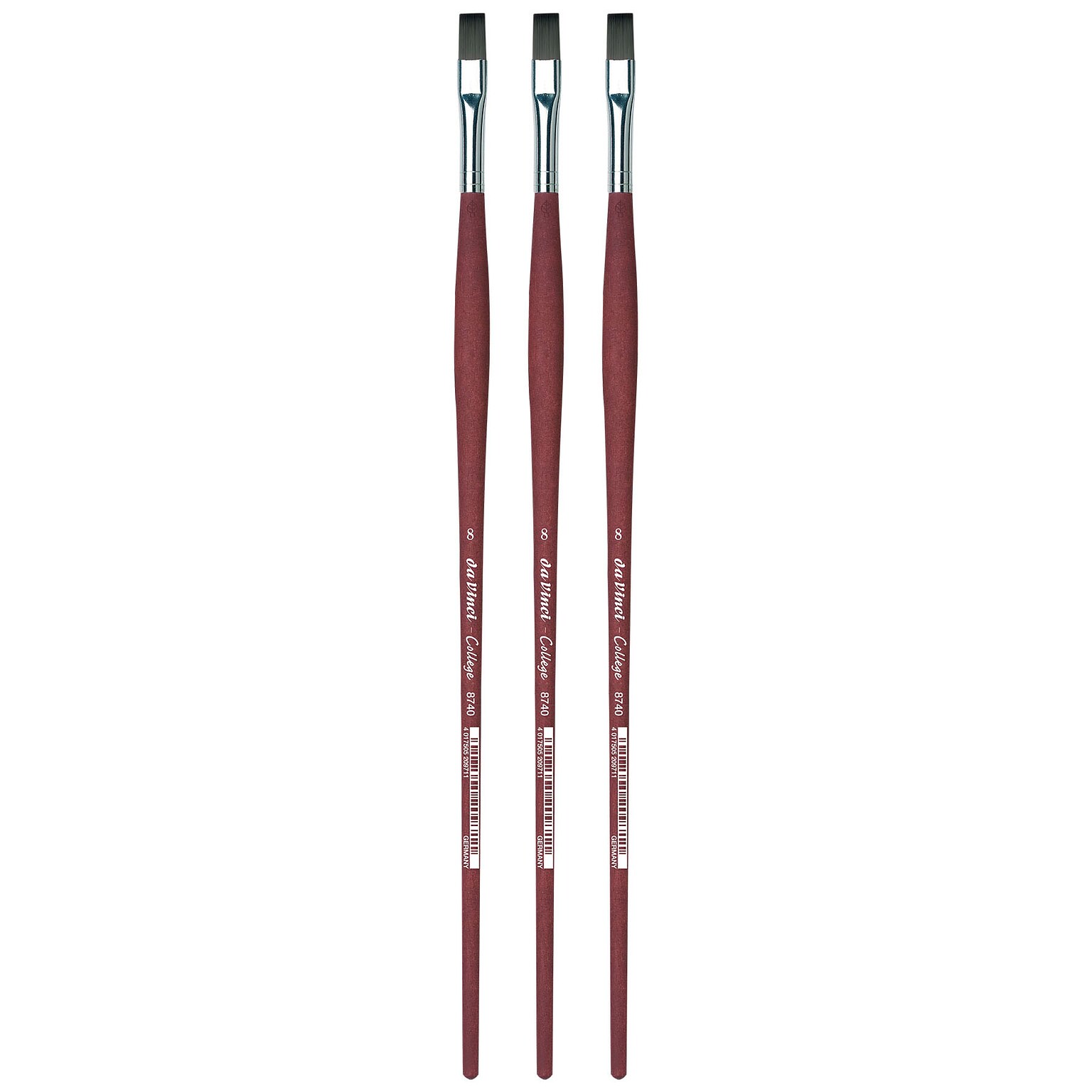 da Vinci COLLEGE Oil and Acrylic Synthetic Student Flat Brush, 3 Brushes (DVXVA87408-3)
