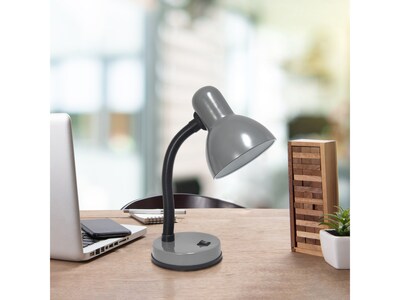 Creekwood Home Essentix Incandescent Desk Lamp, 14.25", Gray Glossy (CWD-1000-GY)
