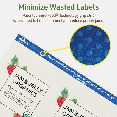 Avery Dissolvable Square Multipurpose Labels, 4" x 4", Off-white, 100/Pack (94100)