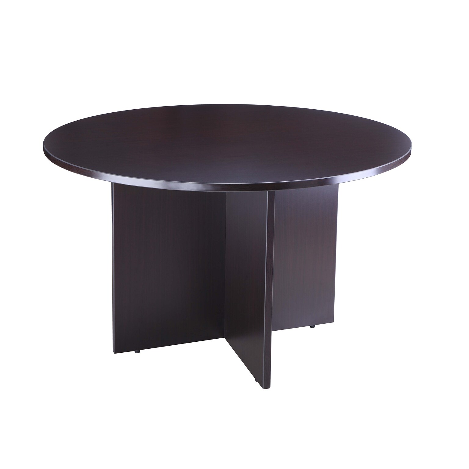 Boss Office Products 42 Round Mocha Laminate Table Set w/ 4 Black Mesh Chairs (GROUP127MOC-C)