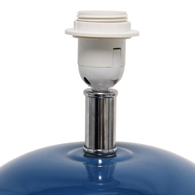Lalia Home 15.25" Modern Ovaloid Glass Bedside Table Lamp with White Fabric Shade, Blue (LHT-3005-BL)