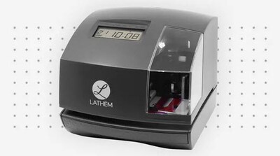 Lathem Tru-Align Punch Card Time Clock System, Black (1600E)