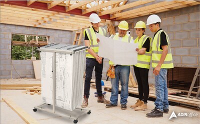 AdirOffice Steel Mobile Blueprint Storage File Storage Cart, Gray (614-6036)
