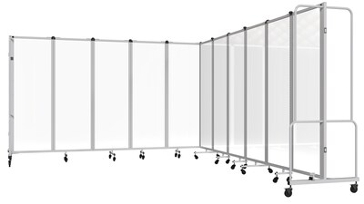 National Public Seating Robo Series 11-Panel Folding Mobile Room Divider, 72"H x 256"W, Clear Acrylic (RDG6-11CA)