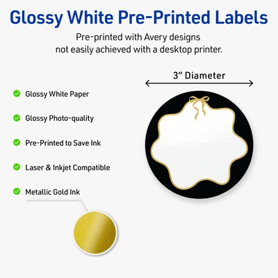 Avery Round Laser/Inkjet Multipurpose Labels, 3, White, 60/Pack (19479370863)