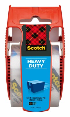 Scotch Heavy Duty Packing Tape with Dispenser, 1.88 x 22.2 yds., Clear (142)