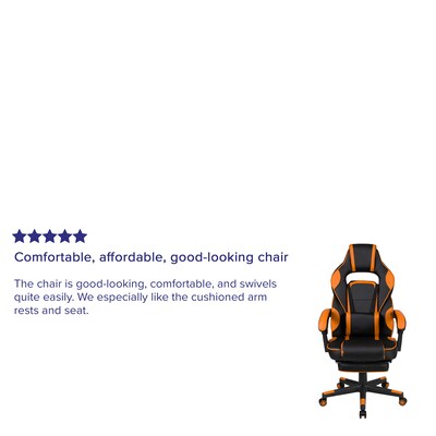 Flash Furniture X40 Ergonomic LeatherSoft Swivel Gaming Massaging Chair, Black/Orange (CH00288OR)