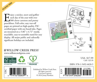 2025 Willow Creek Punny Cartoon-A-Day 5.4 x 6.2 Day-to-Day Calendar (46265)