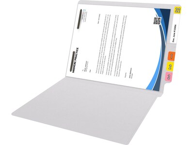 Medical Arts Press Reinforced End Tab File Folder, Straight Cut, Letter-Size, White, 50/Box (S-01601-WHT)