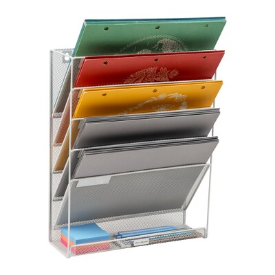 Mind Reader 5-Pocket Metal Mesh Mountable Wall File, Letter Size, White (MAGSTACK-WHT)