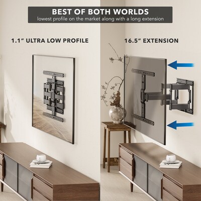 Mount-It! ADA Compliant Full Motion TV Wall Mount With Ultra-Slim Profile For 43" to 90" Screens,130 lbs. Max. (MI-309)