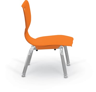MooreCo 10" Hierarchy Student Chair with 4 Legs, Orange/Chrome Base (703673561808)