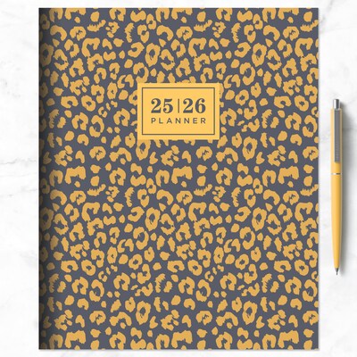 2025-2026 TF Publishing Lovely Leapord 9" x 11" Academic Year Monthly Planner, Paperboard Cover, Gray/Gold (AY26-4504)