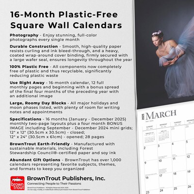 2025 BrownTrout Ballet 12" x 12" Monthly Square Wall Calendar (9781975474485)