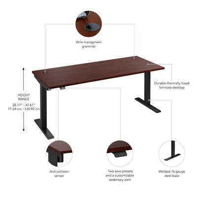 Bush Business Furniture Move 40 Series 72"W Electric Height Adjustable Standing Desk, Hansen Cherry/Black (M4S7230HCBK)