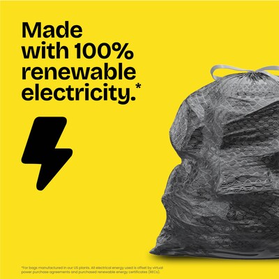 Glad ForceFlexPlus 30 Gallon Trash Bag, 5.31" x 10.06", Low Density, 0.90 mil, Black, 70/Box (70358)