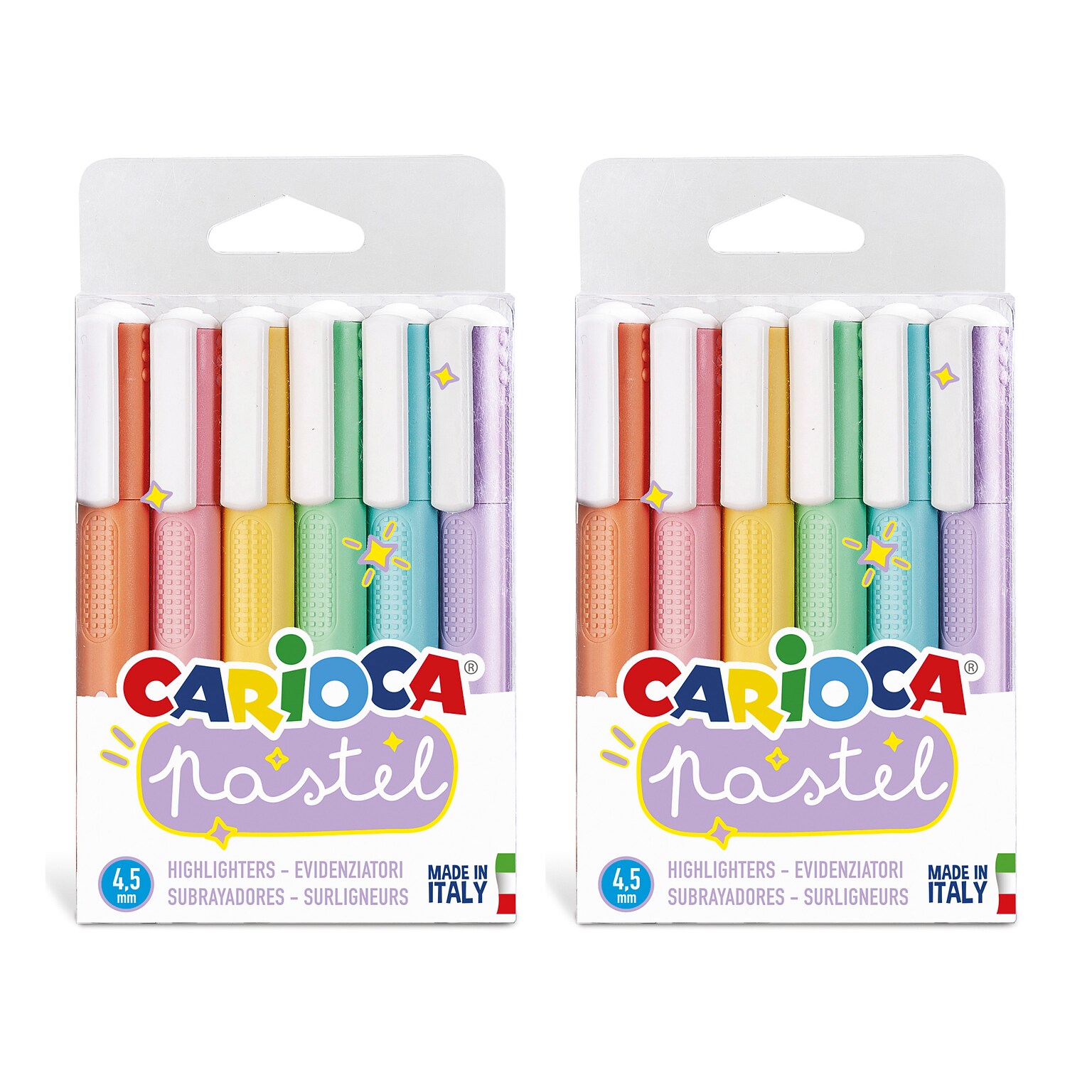CARIOCA Pastel Highlighter with Grip, Chisel Tip, Assorted Colors, 6/Pack, 2/Bundle (CRA43033-2)