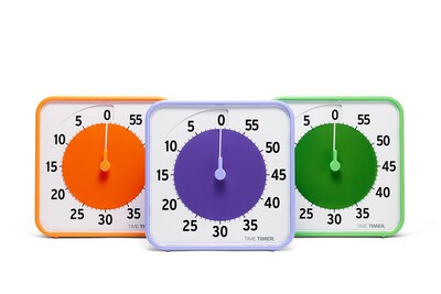 Time Timer Original 60-Minute Wind Up Timers Set, Assorted Colors, 3/Set (TTMTT08BSEC3W)