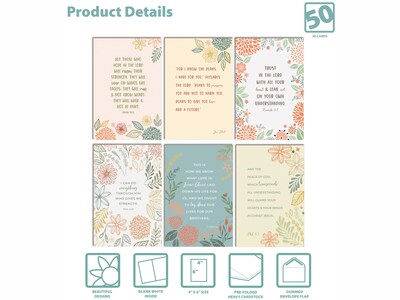 Better Office Bible Verses Encouragement Cards with Envelopes, 6" x 4", Assorted Colors, 50/Pack (64637-50PK)