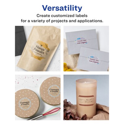 Avery Laser/Inkjet Decorative Edge Multipurpose Labels, 1-1/8" x 2-1/4", Clear, 2100/Box (94061)