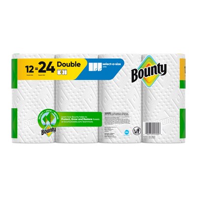 Bounty Select-A-Size Double Roll Paper Towels, 2-ply, 82 Sheets/Roll, 12 Rolls/Pack (66541/06130)