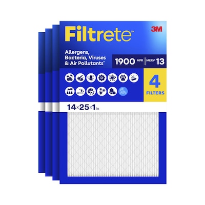 Filtrete High Performance 14 x 25 x 1 Pleated Air Filter, MERV 13, 4/Carton (UA04-4CA)