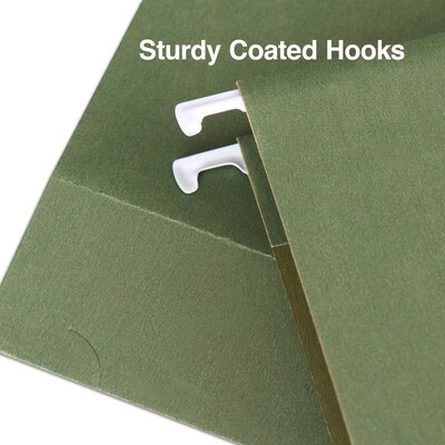 Staples Heavy Duty Box-Bottom Hanging File Folders, 2" Expansion, 1/5-Cut Tab, Letter Size, Green, 25/Box (ST117515)