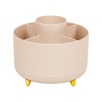 Staples 5-Compartment Rotating Plastic Desk Organizer, Warm White (ST63868)