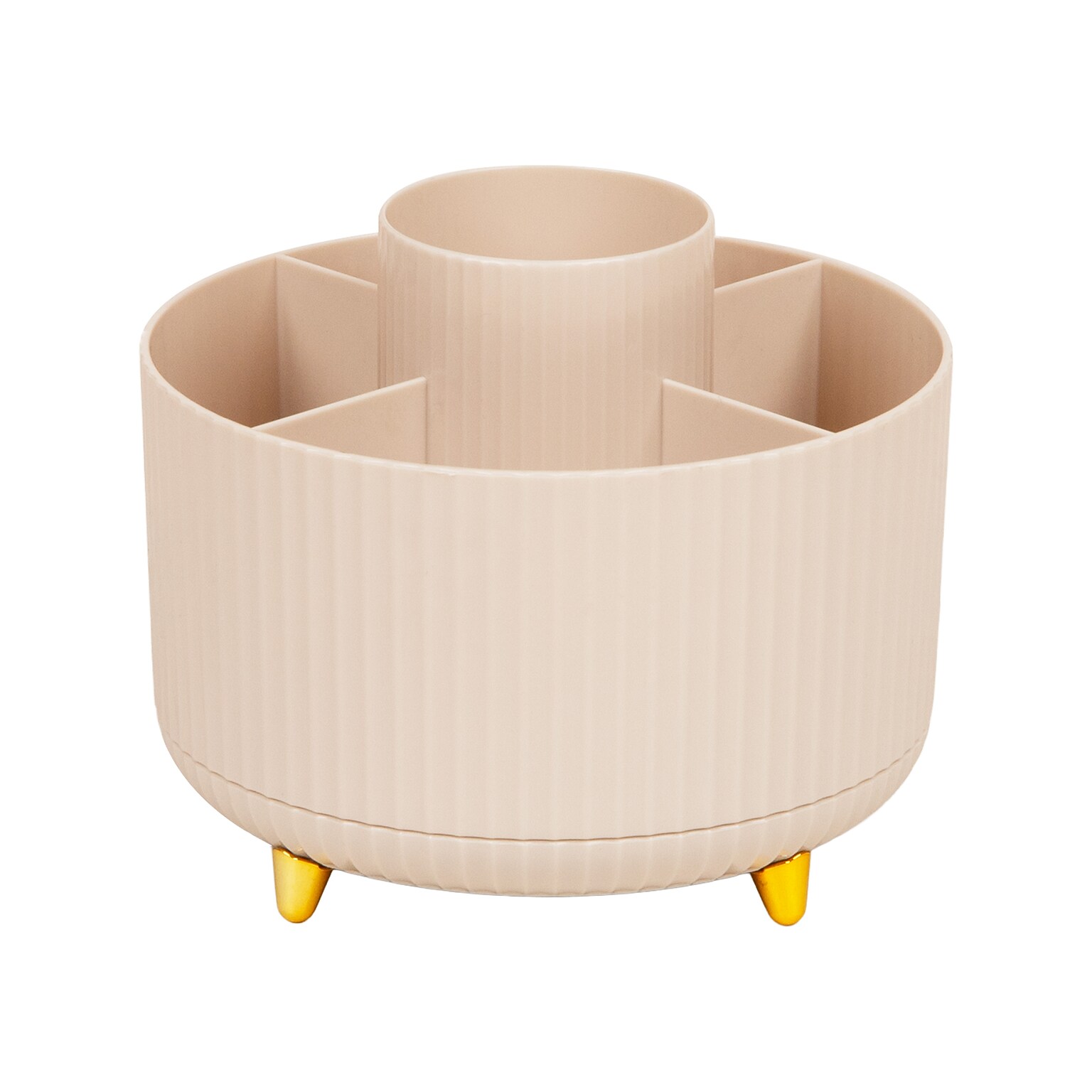 Staples 5-Compartment Rotating Plastic Desk Organizer, Warm White (ST63868)