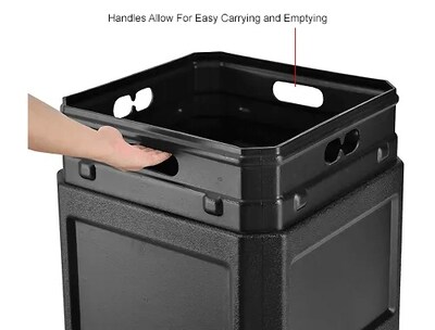 Global Industrial Square Plastic Waste Receptacle w/ Flat Lid, 42 Gallon, Black (641413BK)