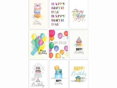 Better Office Fun & Chic Birthday Cards with Envelopes, 6 x 4, Assorted Colors, 99/Pack (64532-99P