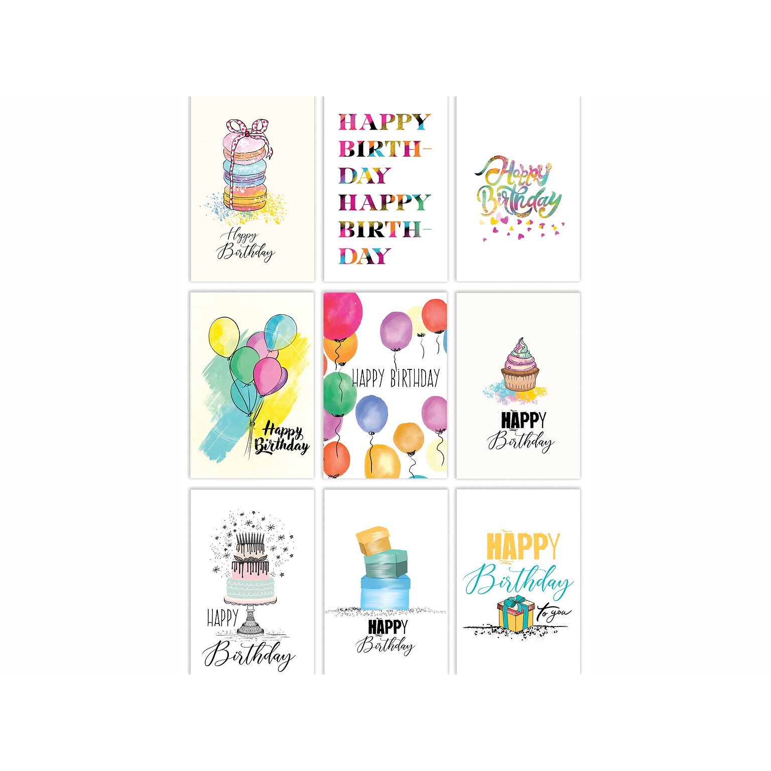 Better Office Fun & Chic Birthday Cards with Envelopes, 6 x 4, Assorted Colors, 99/Pack (64532-99PK)
