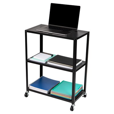 Mind Reader 3-Tier Metal Rolling Cart, Black (ELCART3T-BLK)