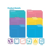 Better Office Heavyweight File Folders, 1/3-Cut Tab, Letter Size, Assorted Colors, 12/Pack (89112-12